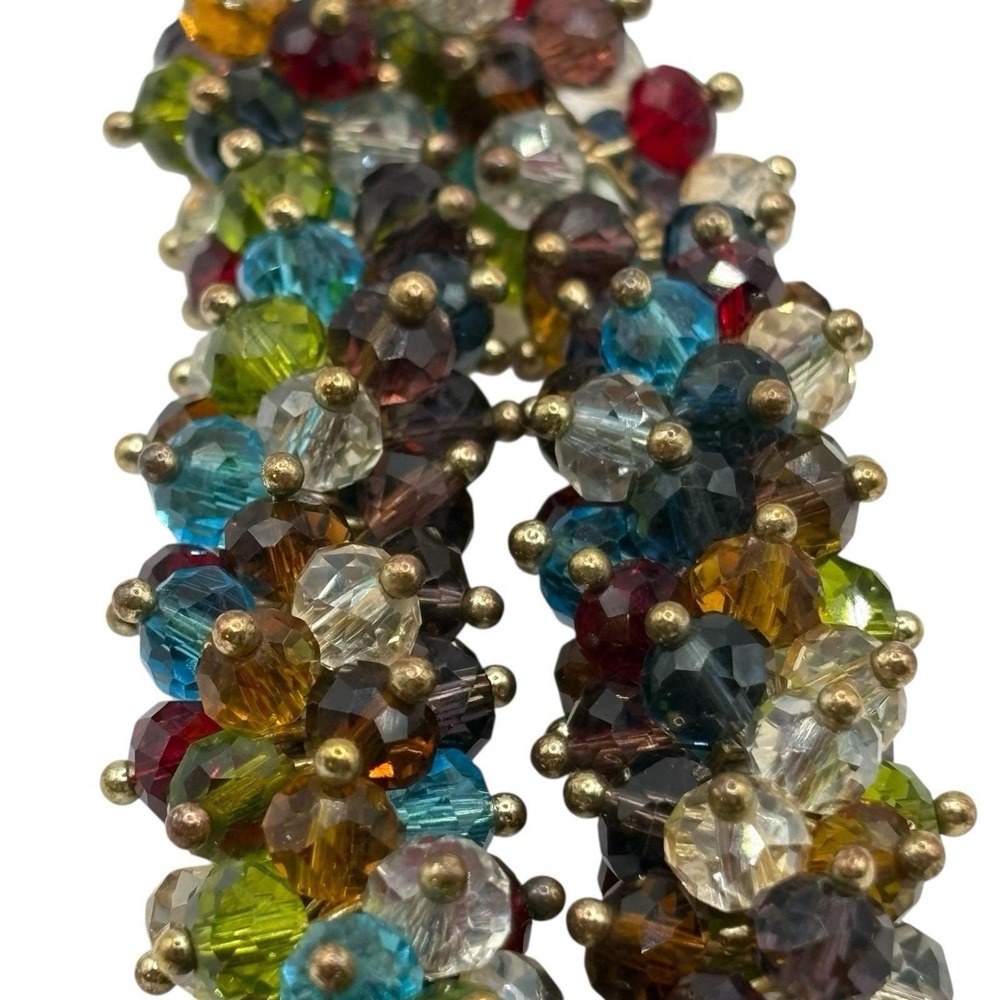 Charter Club Stretch Bracelet Faceted Glass Cha Cha Beads Gold Tone‎ Colorful - Picture 7 of 16